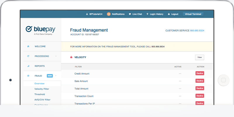 BluePay Fraud Management tools